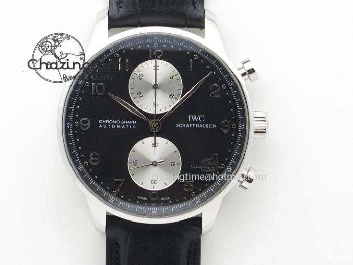 MIROTIME 0121 Portuguese IW545407 Black Dial ZF 1:1 Best Edition On Dark Blue Leather Strap DailyWear 7337